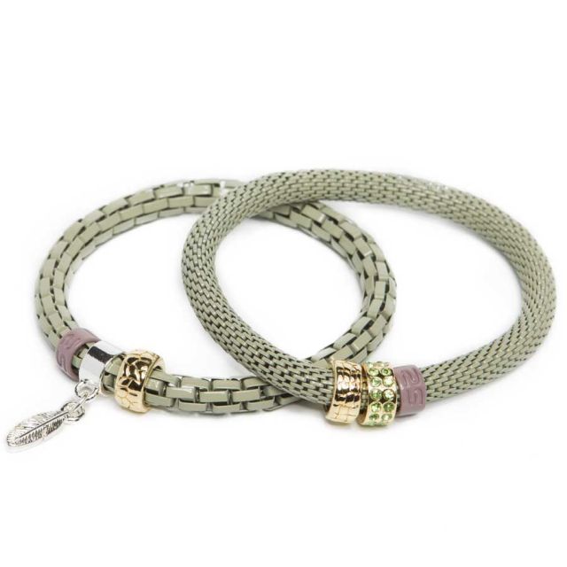 Silis The Snake Strass Gasping Green &amp; Feather Charm